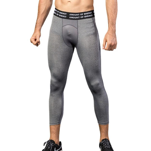 Men's Dry Fit Capri Workout Running Leggings Compression Shorts